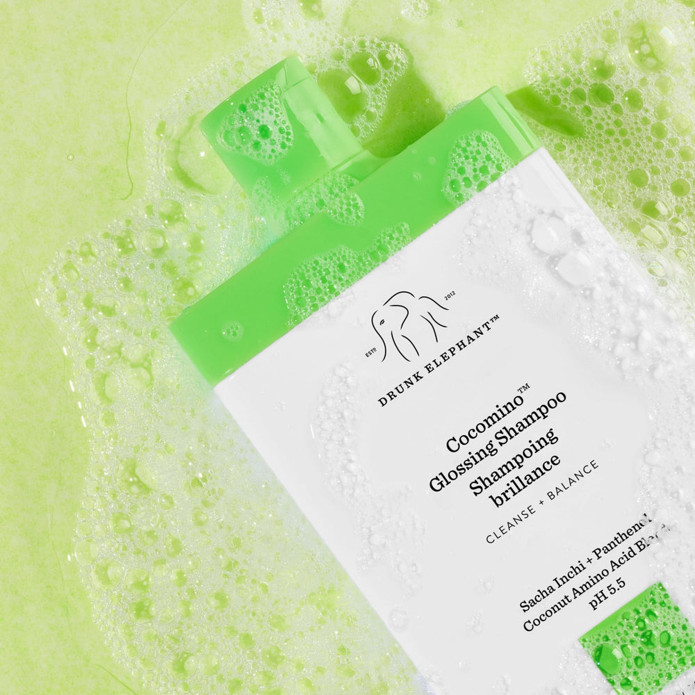 Drunk Elephant Cocomino Glossing Shampoo color-safe cleanse on color-treated hair