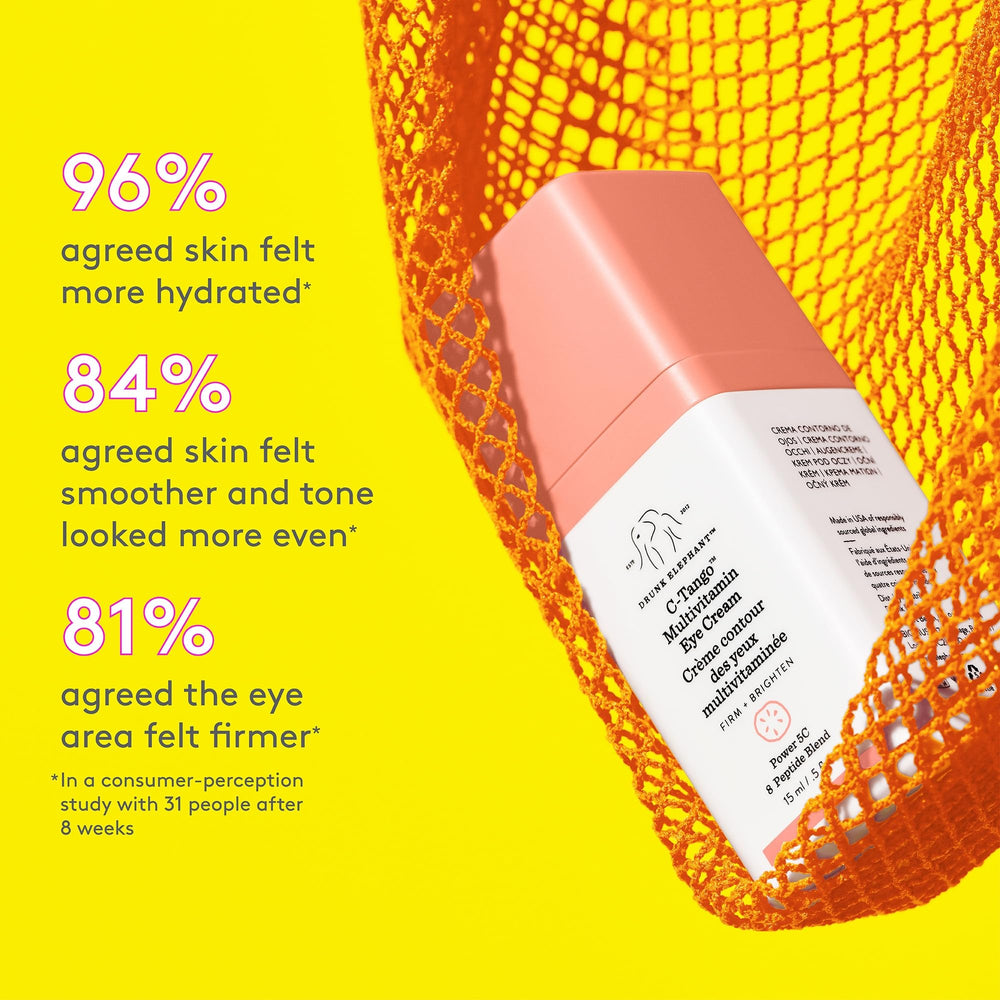 Drunk Elephant C-Tango eye cream dispense close-up ready for precise under-eye application.