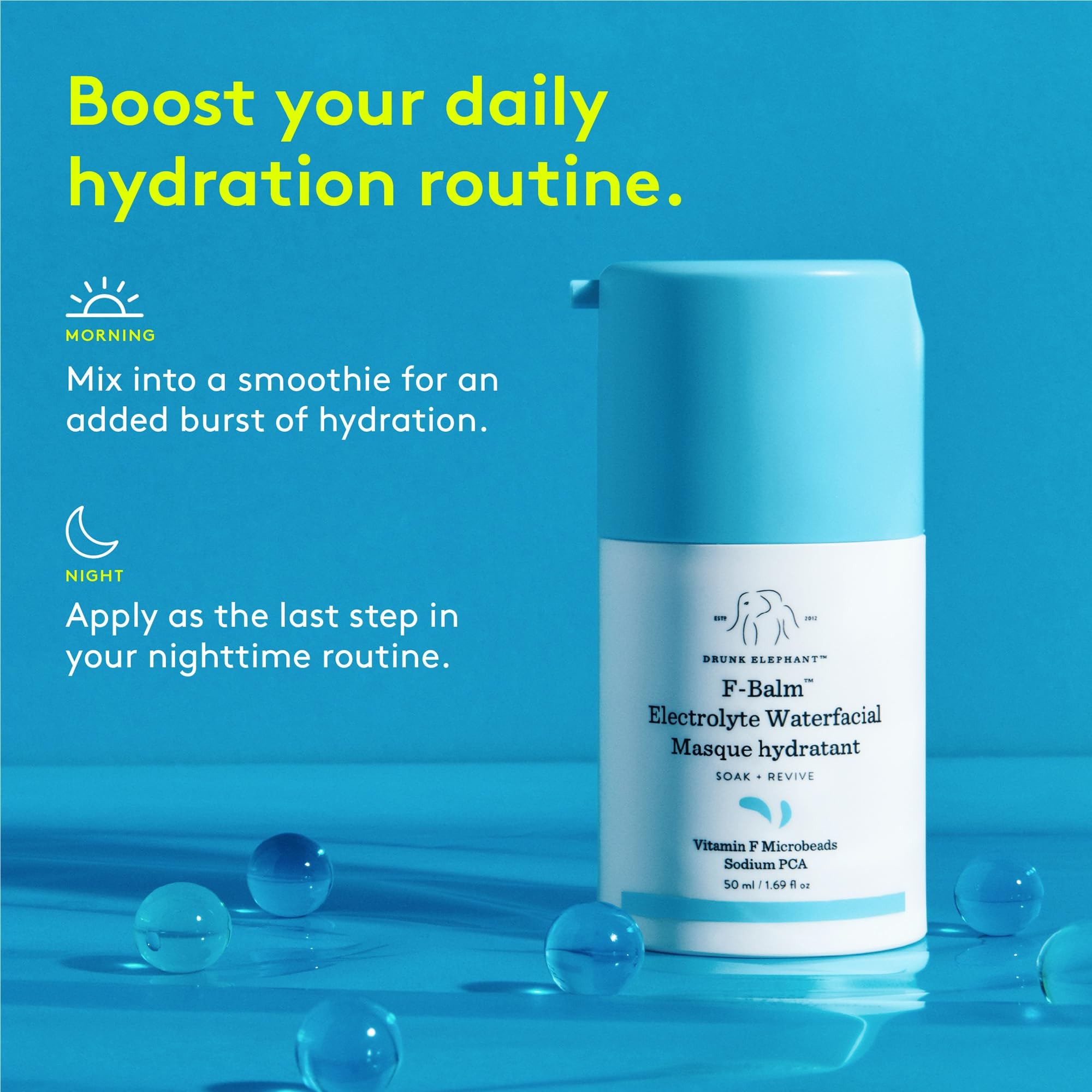 Micro-billes vitamine F libèrent l'hydratation et apportent de l'éclat.