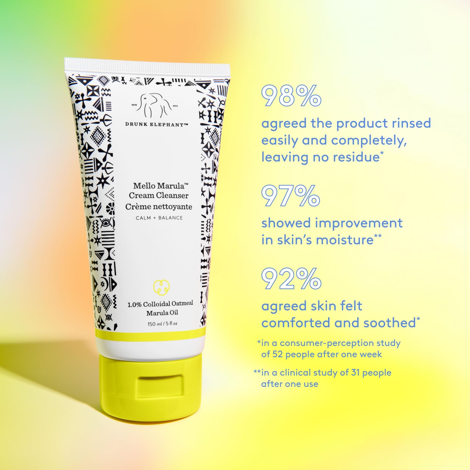 Drunk Elephant Mello Marula Cream Cleanser foam closeup shows rich, gentle lather.