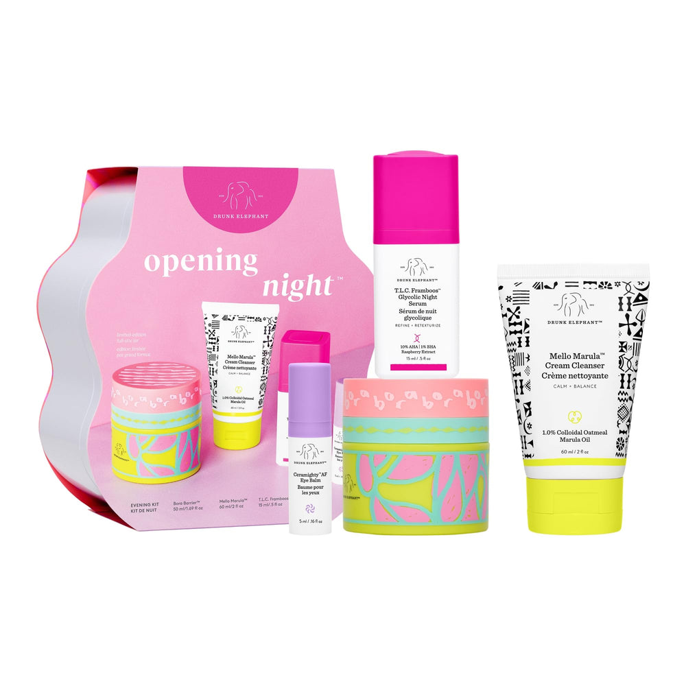 Drunk Elephant Bora Barrier jar in limited edition packaging delivering deep overnight hydration.