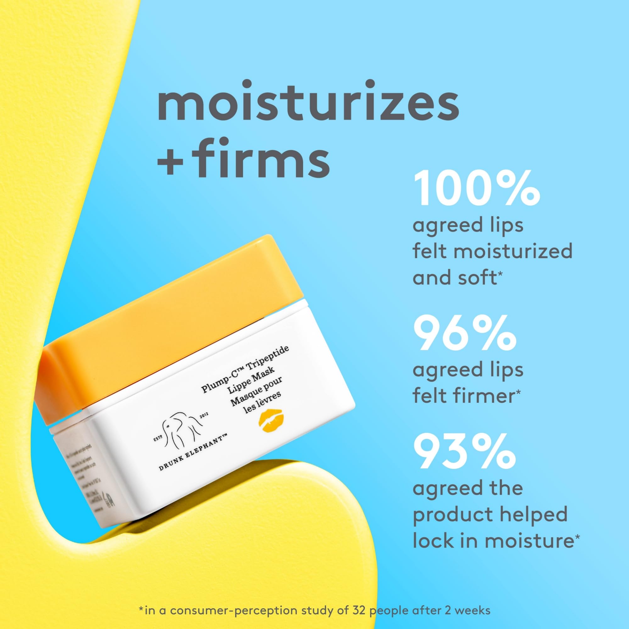 Application shot of Drunk Elephant Lippe Mask for quick lip nourishment.