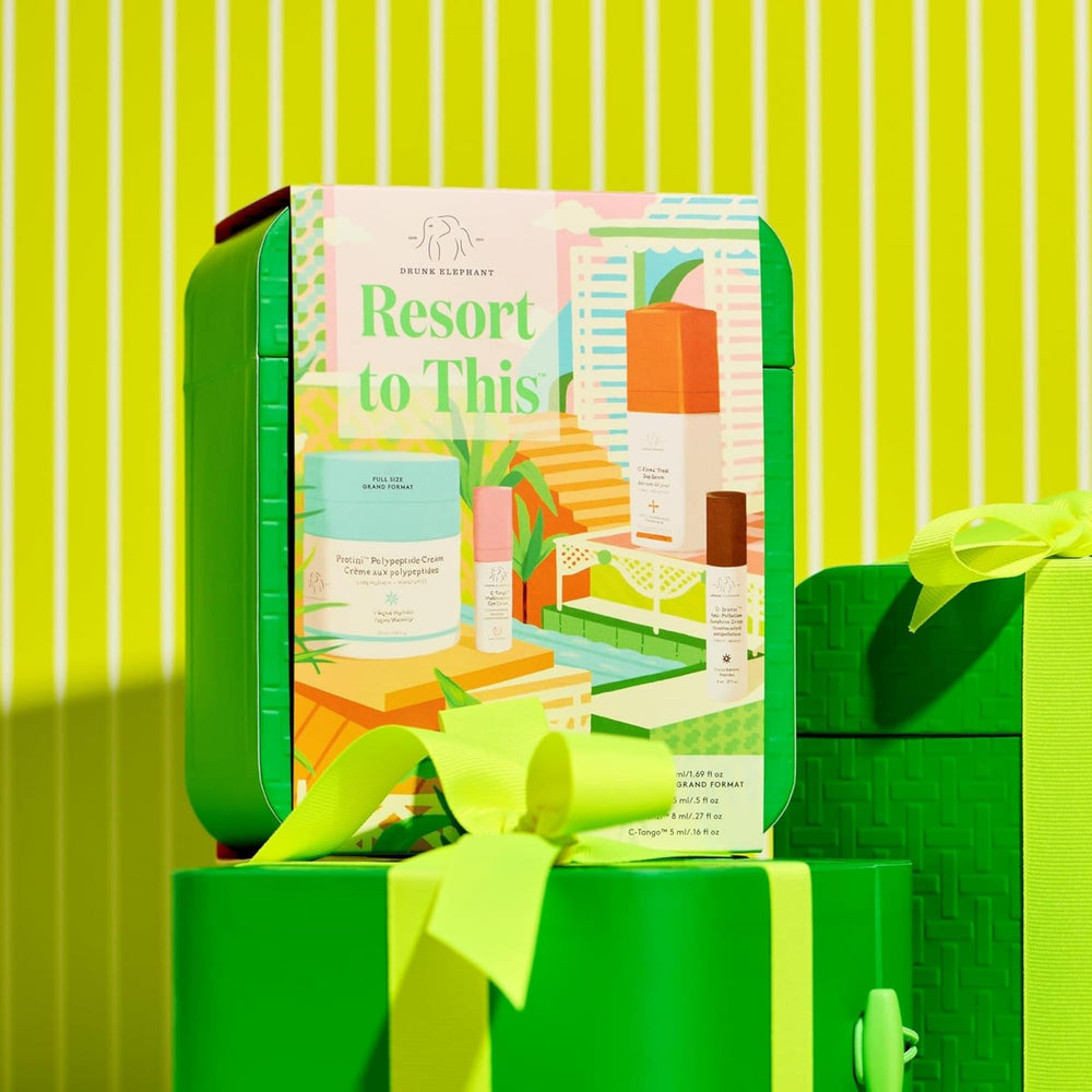Morning routine layout with products captured for at-home skincare.