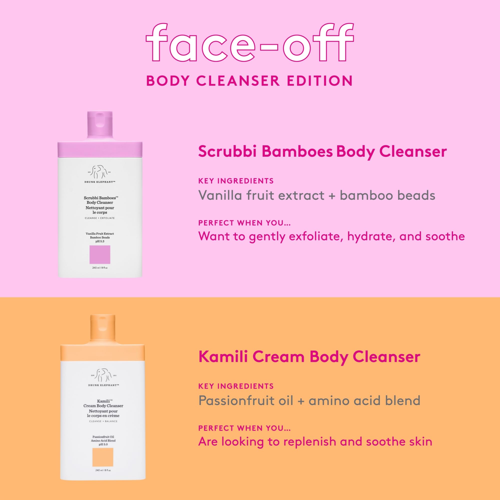 Drunk Elephant Scrubbi Bamboes Body Cleanser in-shower application for refreshed skin