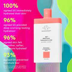 Drunk Elephant Sili Body Lotion massaged into the skin for hydration.