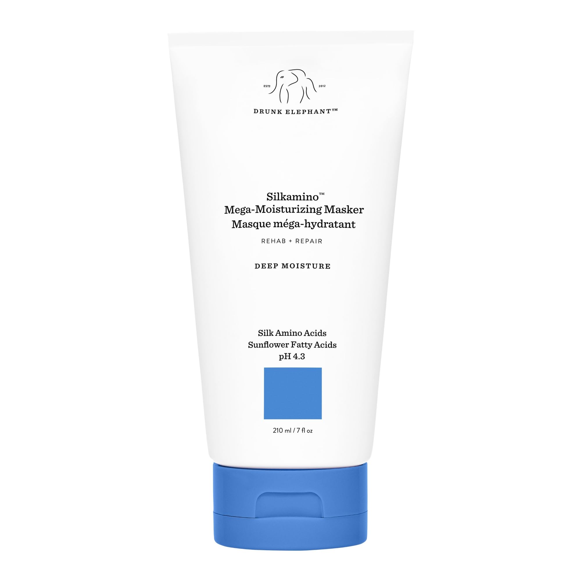 Drunk Elephant Silkamino Masker applied to damp hair for deep conditioning.