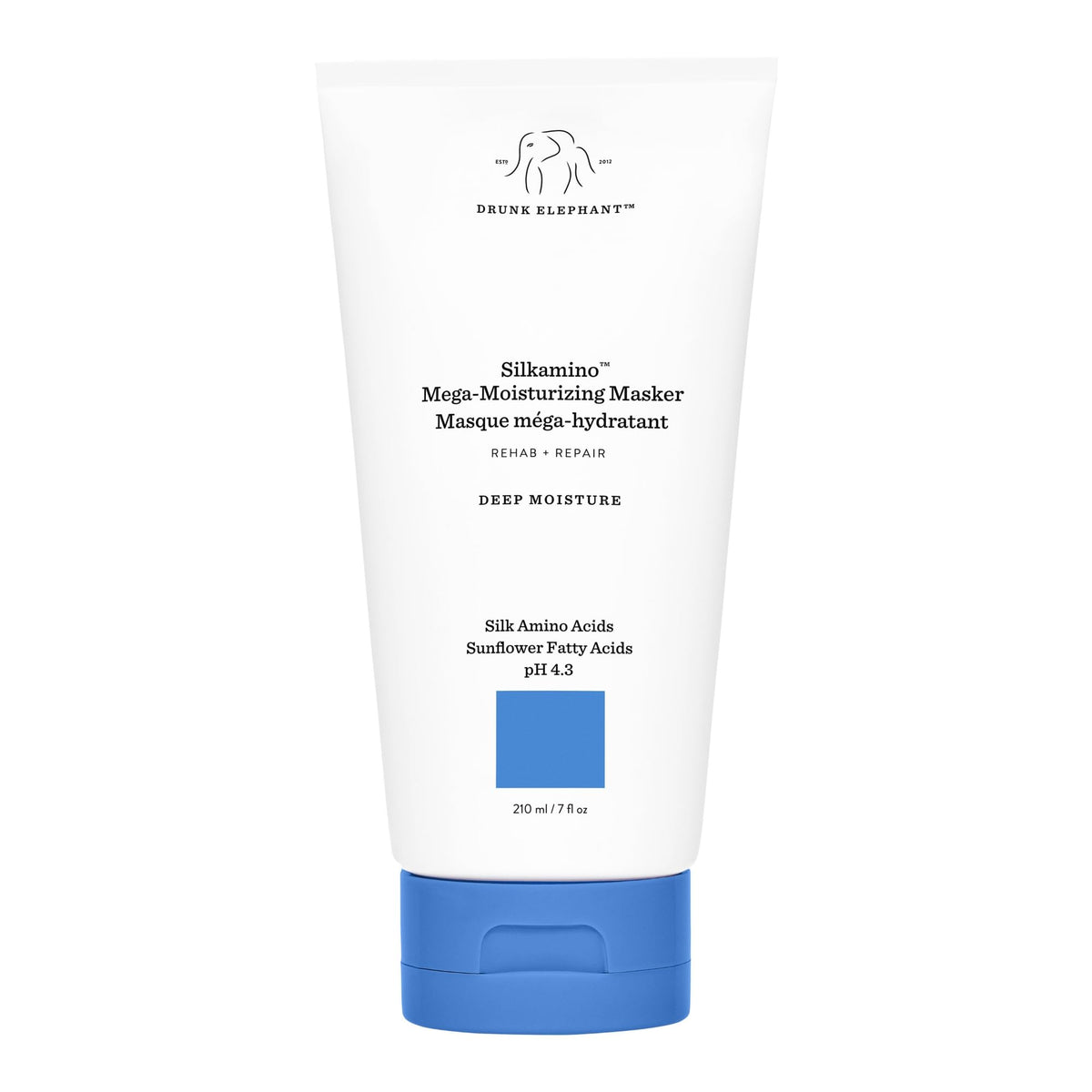 Drunk Elephant Silkamino Masker applied to damp hair for deep conditioning.