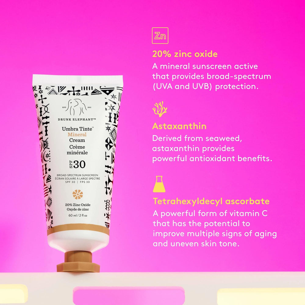 Visual highlighting Drunk Elephant antioxidants like astaxanthin in the formula