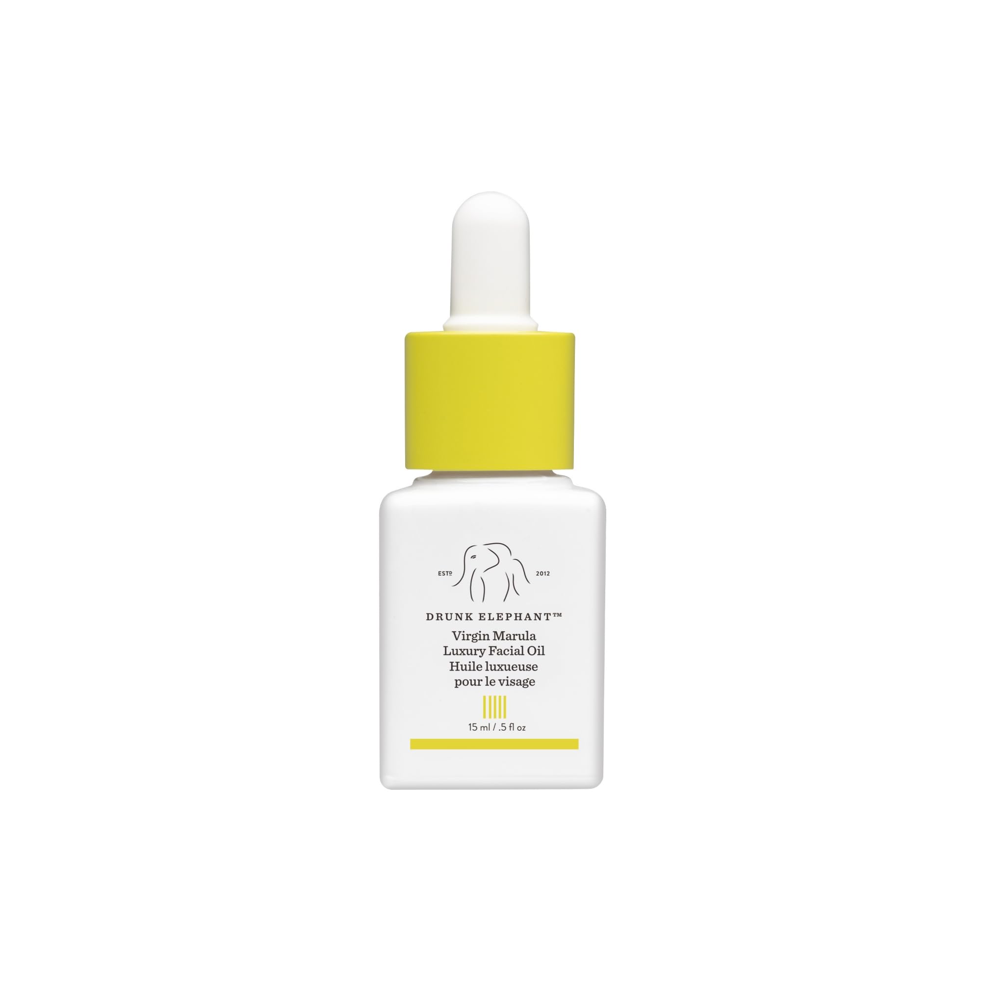 Drunk Elephant Virgin Marula Oil bottle for daily hydration and radiant skin.