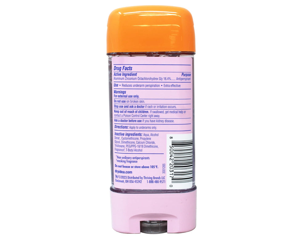 Dry Idea Advanced Dry Unscented cap highlights discreet packaging ideal for travel.