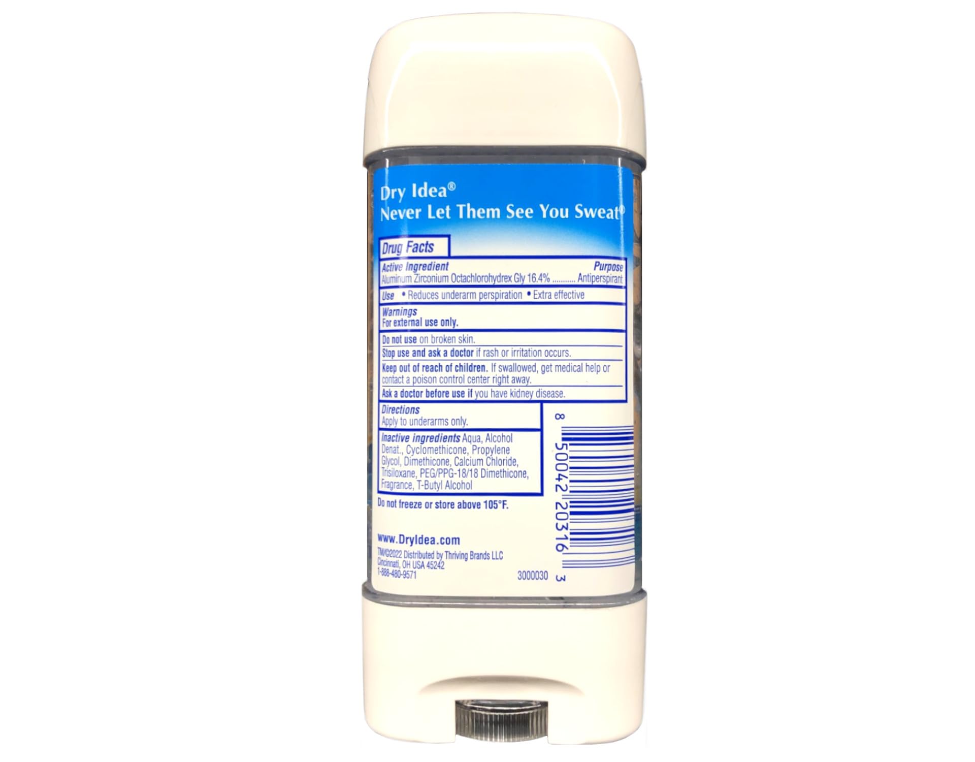 Dry Idea Advanced powder fresh scent label emphasizes gentle daily freshness.
