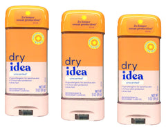 Dry Idea Clear Unscented gel being applied smoothly; quick-drying feel.