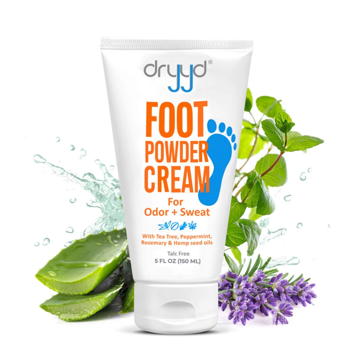 dryyd foot powder cream tube front view, convenient all-day protection
