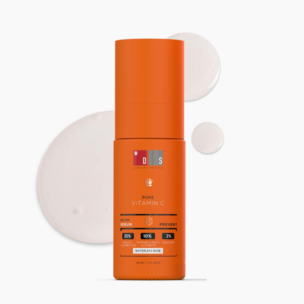 DS Laboratories 35% Vitamin C Serum bottle on a clean surface promoting brightening.