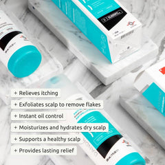 DS Labs Dandrene oil-control formula showing lightweight hydration in hair.