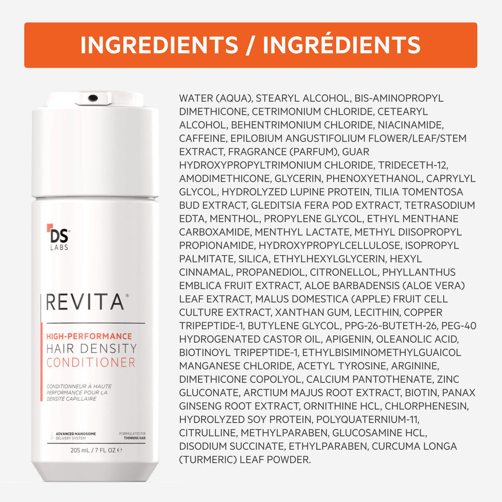 Ingredients panel of Revita Conditioner featuring caffeine and turmeric