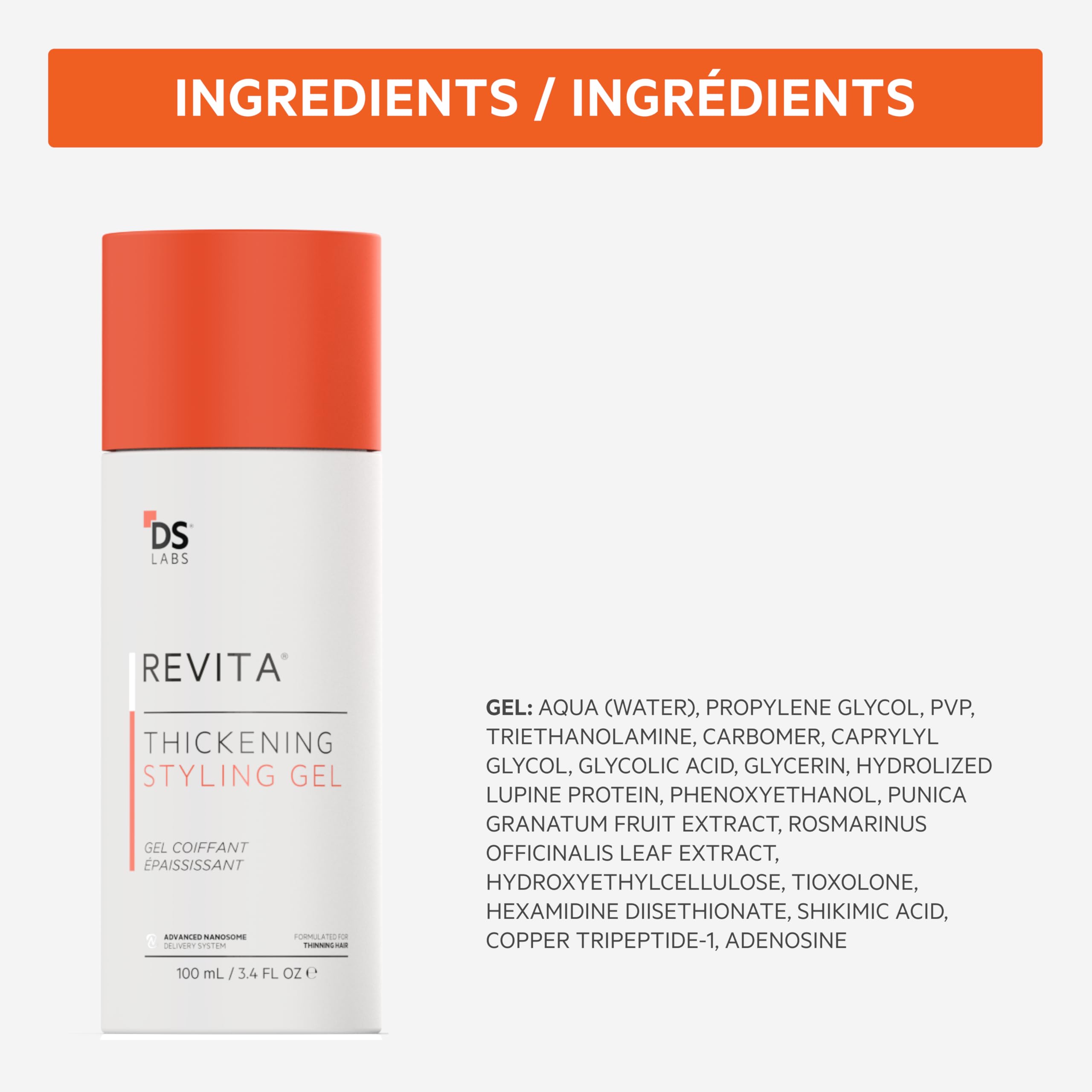 DS Labs Revita gel 3-4 oz bottle highlights convenient daily use.