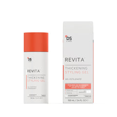 DS Labs Revita gel packaging demonstrates easy styling with medium hold.