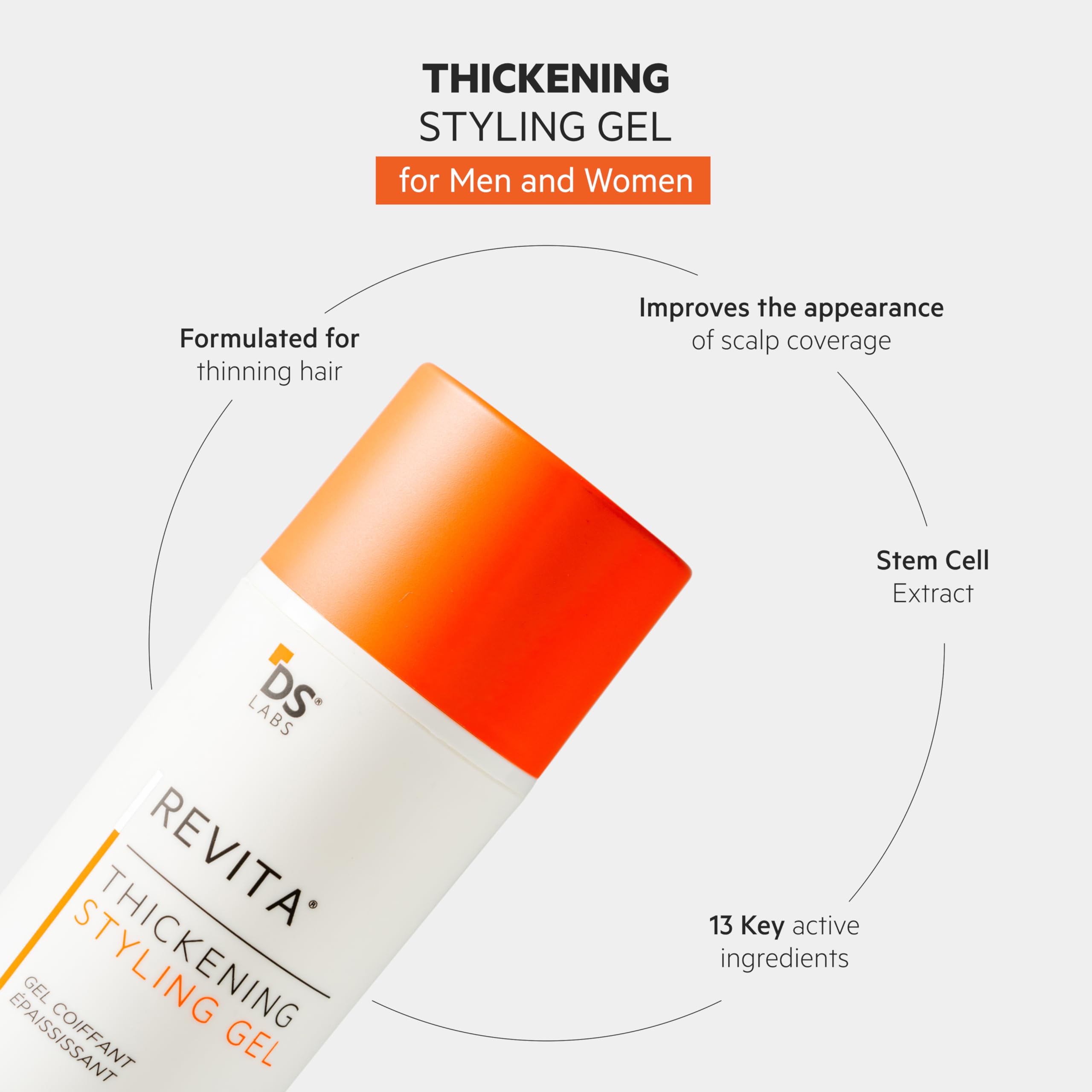 DS Labs Revita hair styling gel texture demonstrates smooth glide and quick dry.