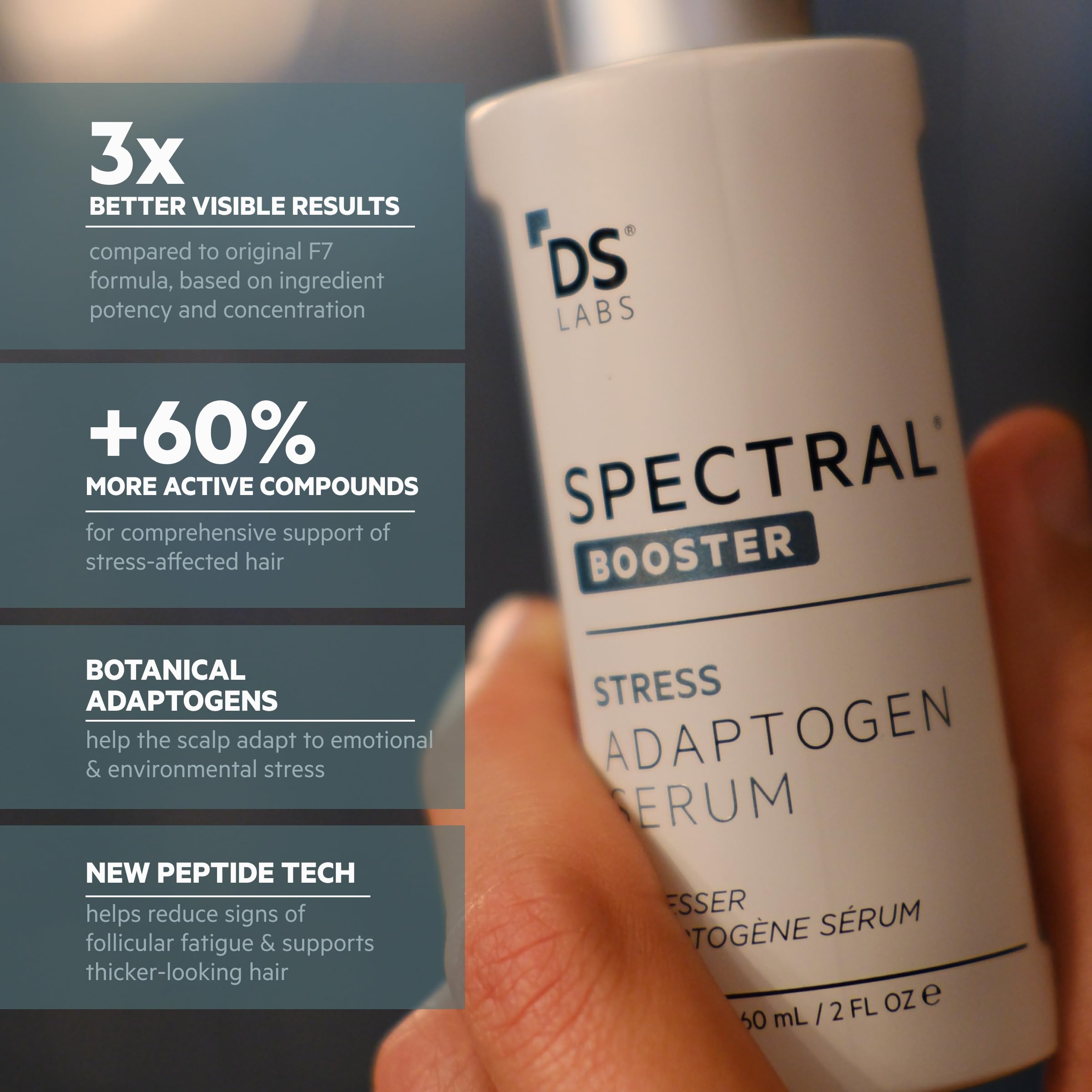 DS Labs Spectral Booster close-up showing Astressin-B peptide component.