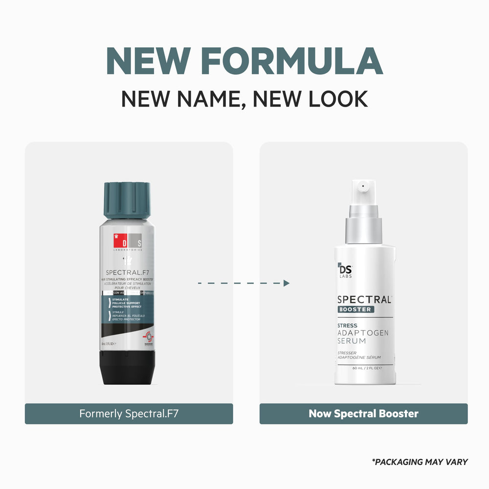 DS Labs Spectral Booster nanosome technology close-up for even scalp coverage.
