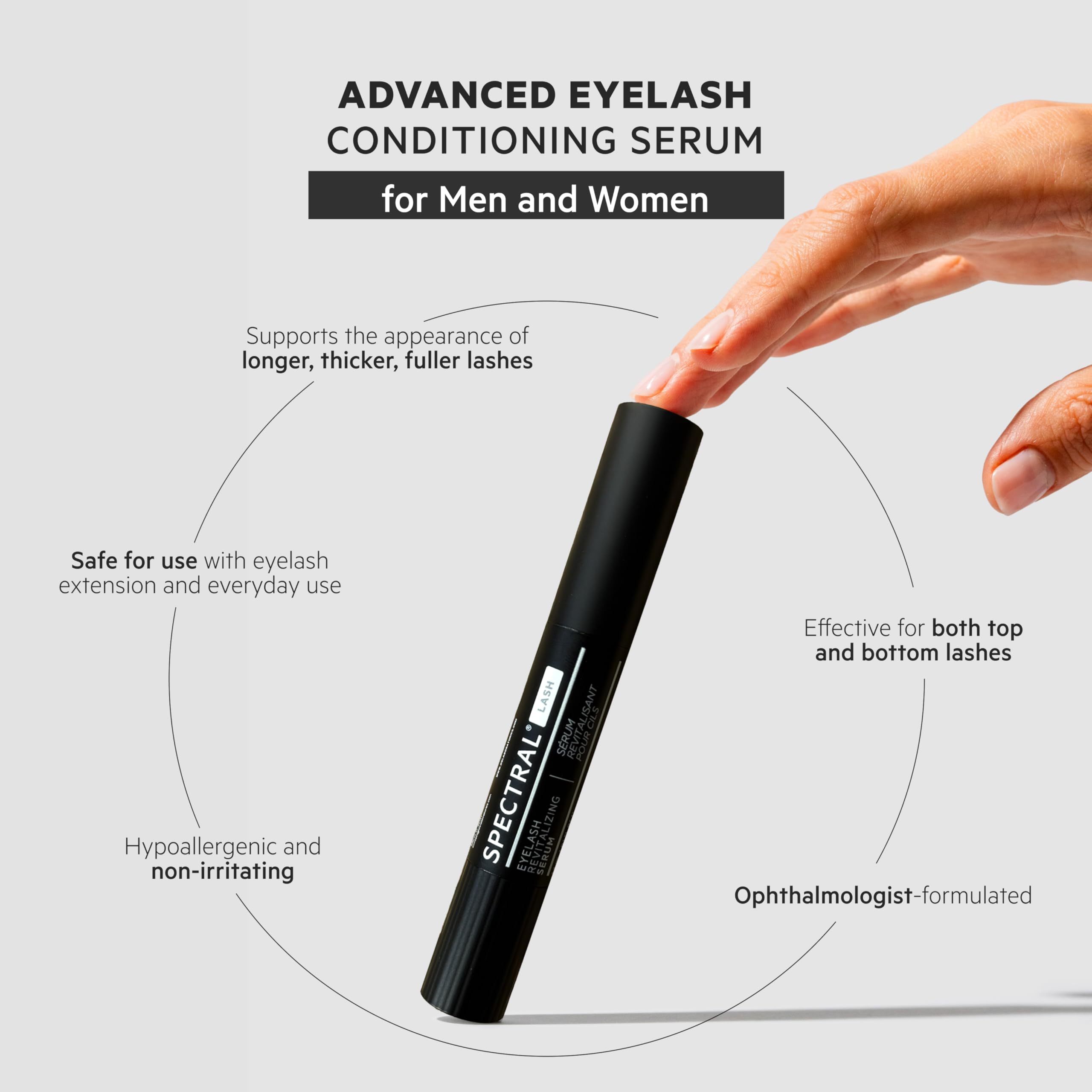 DS Laboratories Spectral.LASH serum brush demonstrating easy, mess-free application