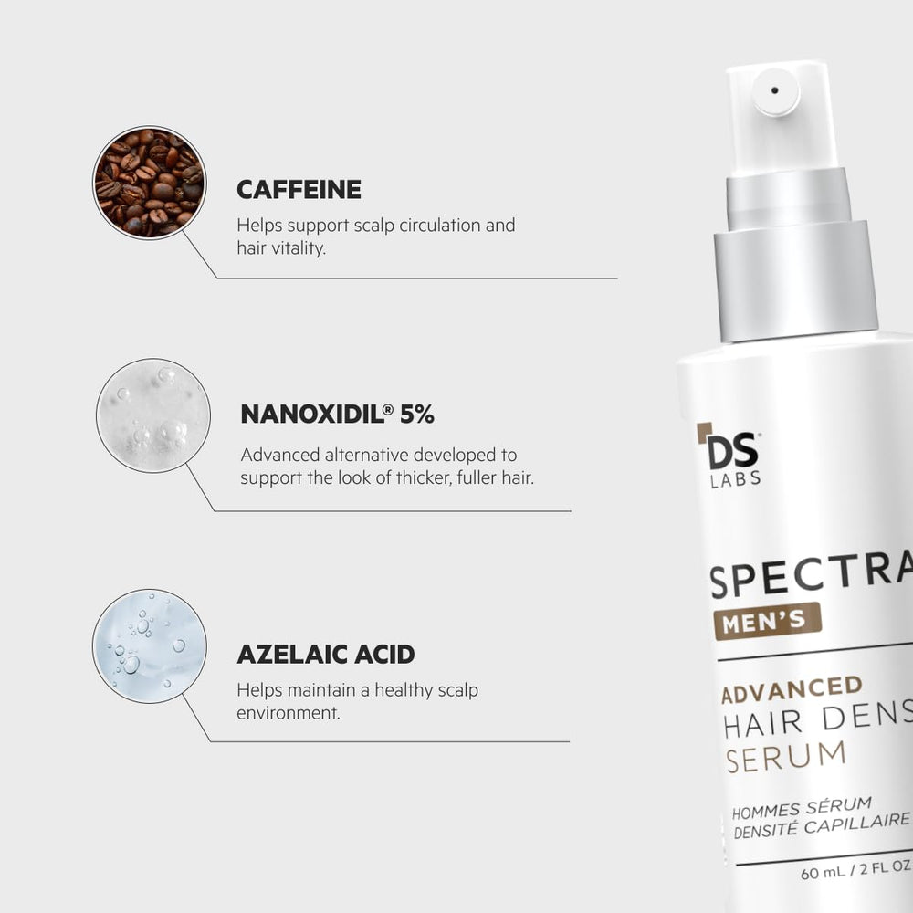 DS Labs Spectral Men’s Hair Density Serum demonstrating scalp-area application