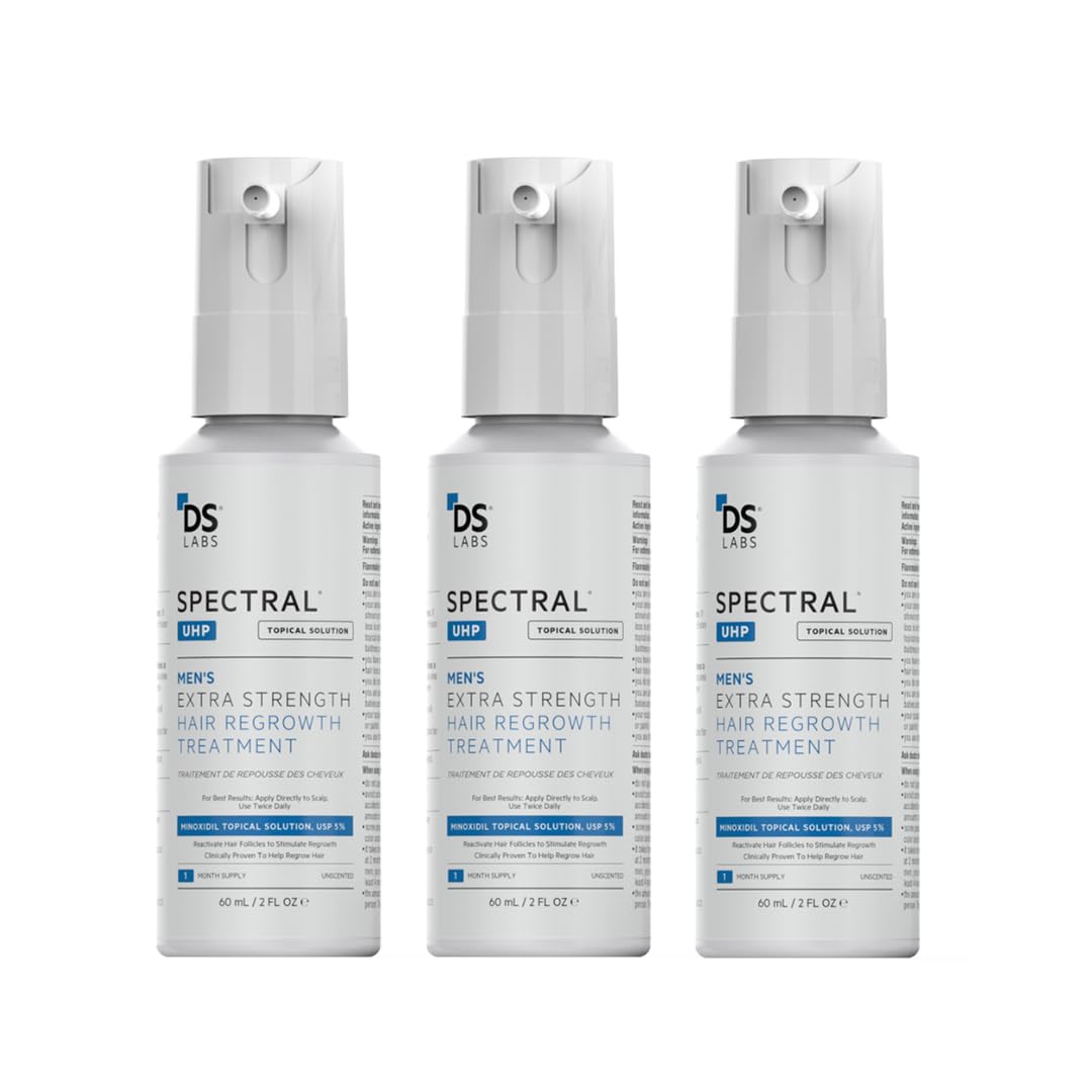 DS Labs Spectral.UHP minoxidil bottle for crown thinning support at home