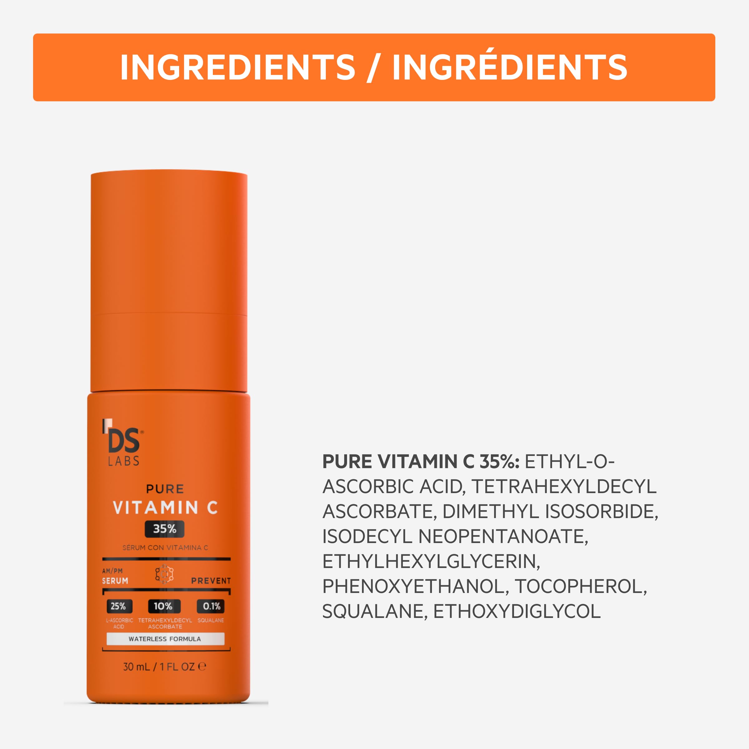 DS Laboratories Vitamin C Serum enhances skin radiance as it absorbs.