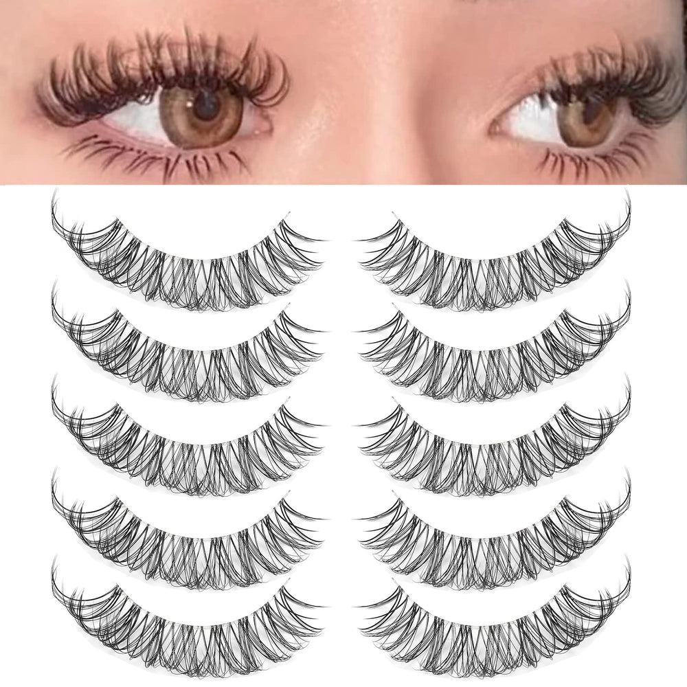 DSLONG cat eye lashes with invisible band for a seamless natural look.