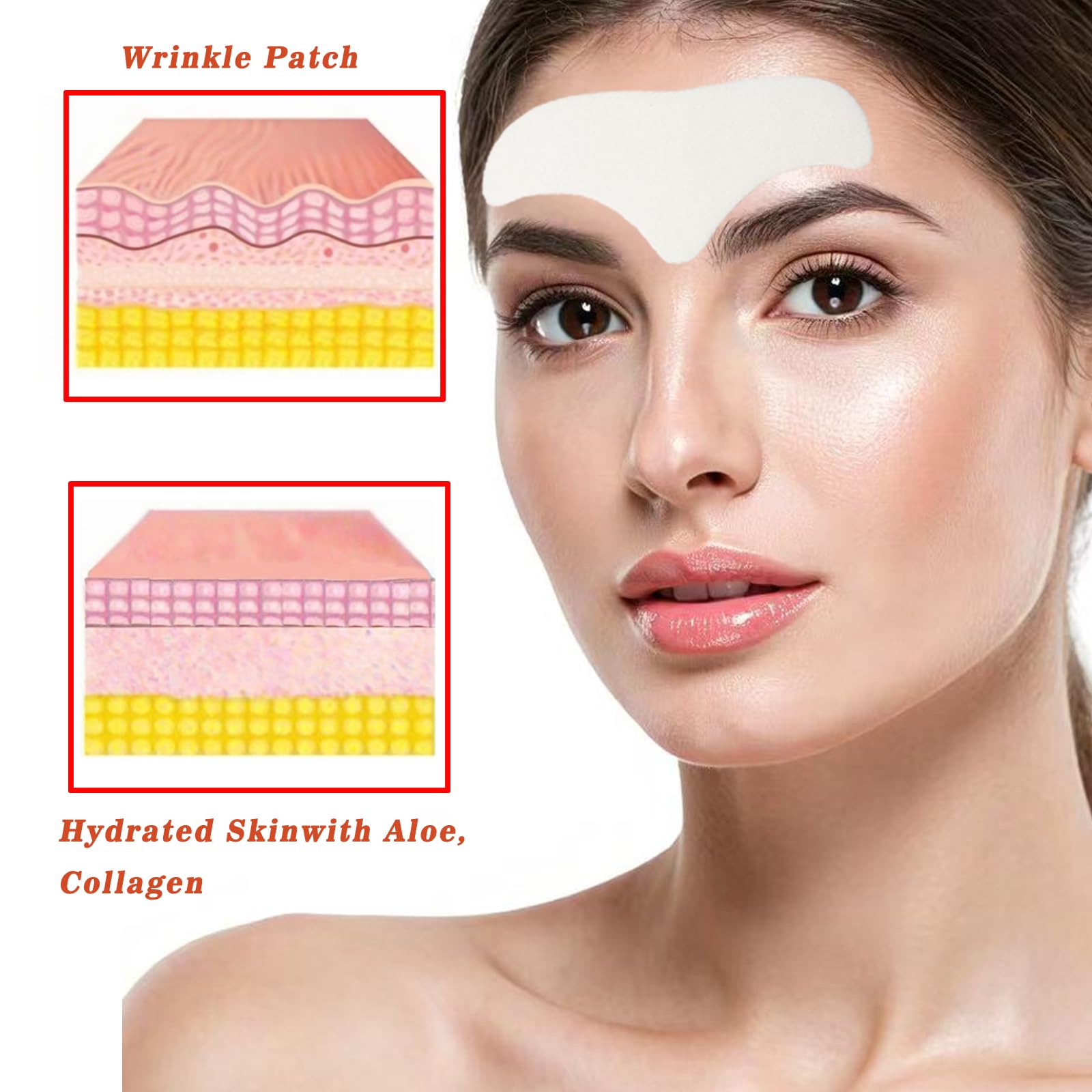 dsoeho collagen-aloe forehead patch on skin helps reduce visible forehead lines.