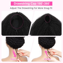 DSY Curly Half Wig 280% density demonstrates full, voluminous look.