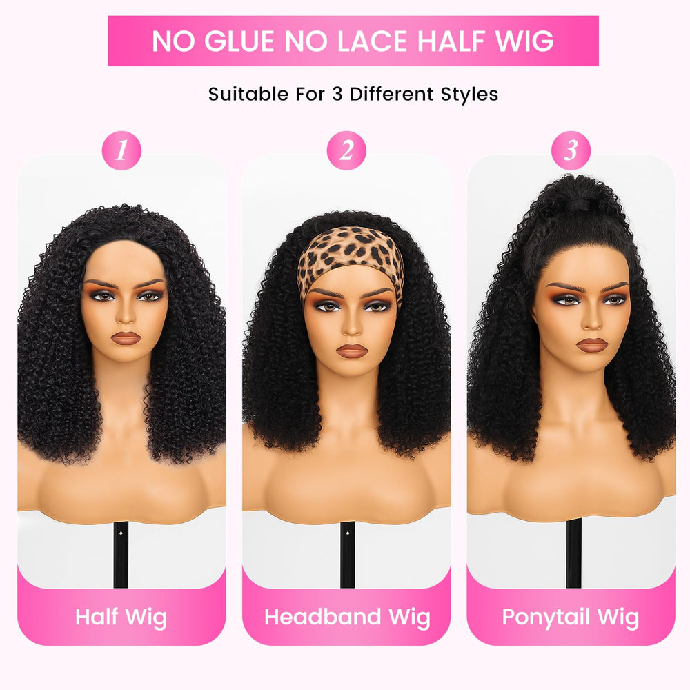 DSY Curly Half Wig adjustable straps and silicone band ensure stability.