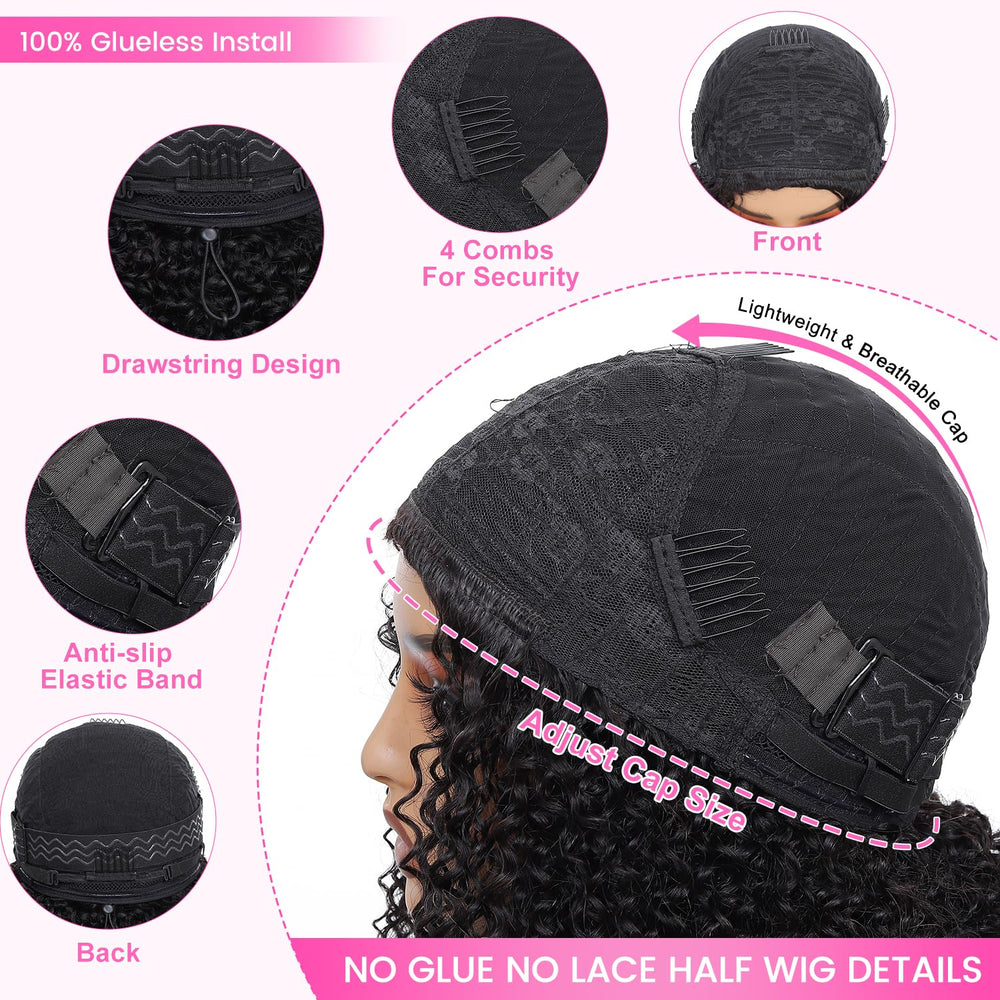 DSY Curly Half Wig invisible hairline for seamless styling.