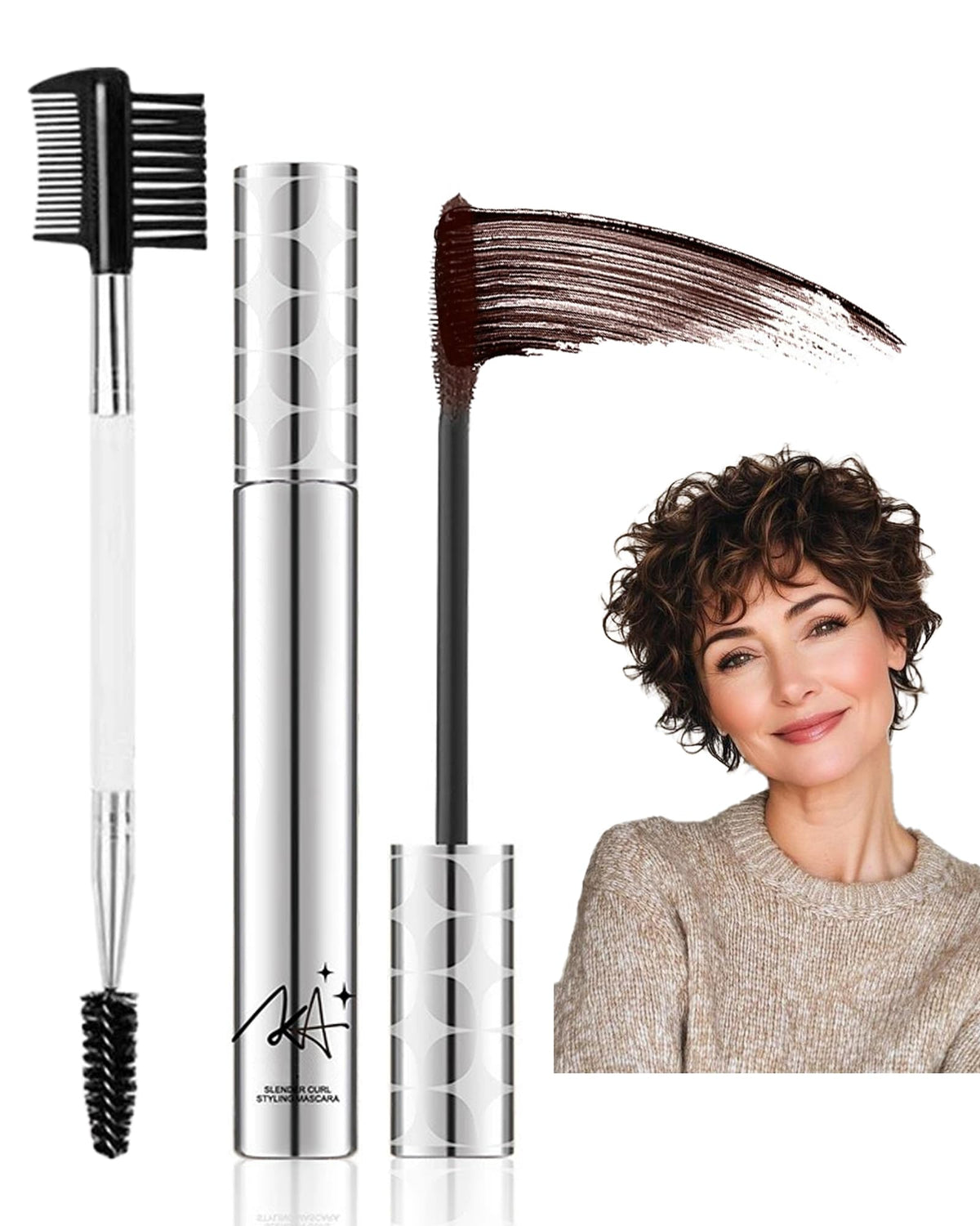 DuaTana brown mascara bottle enhances mature lashes with subtle lift and curl.
