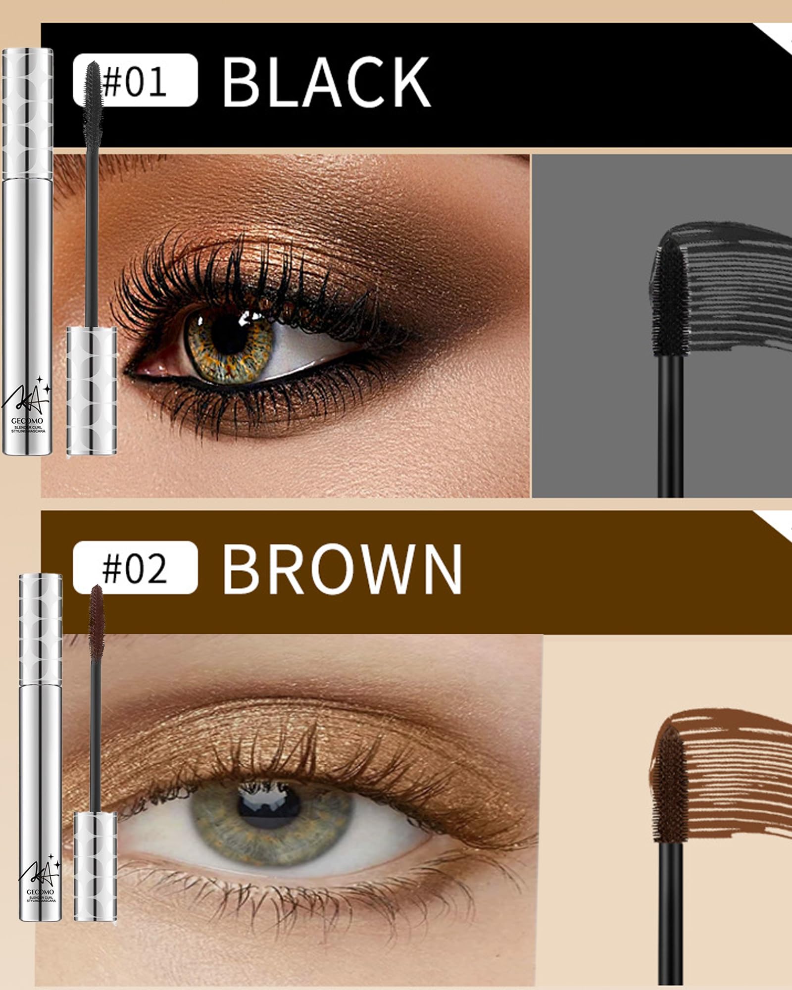 DuaTana brown mascara brush delivers precise application for thinning lashes.