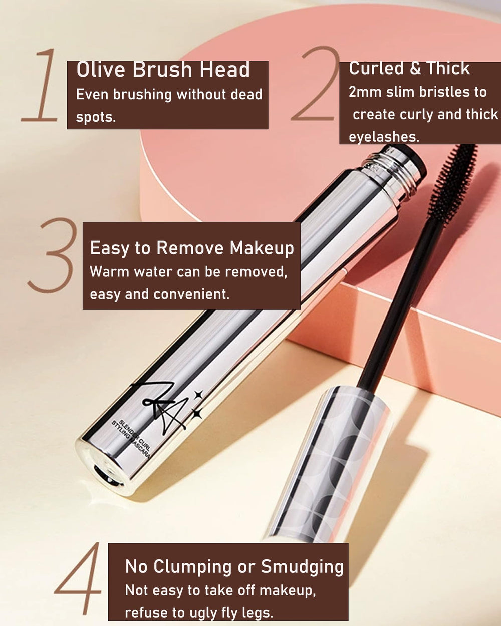 DuaTana double-ended eyelash comb for grooming and defined lashes after mascara.
