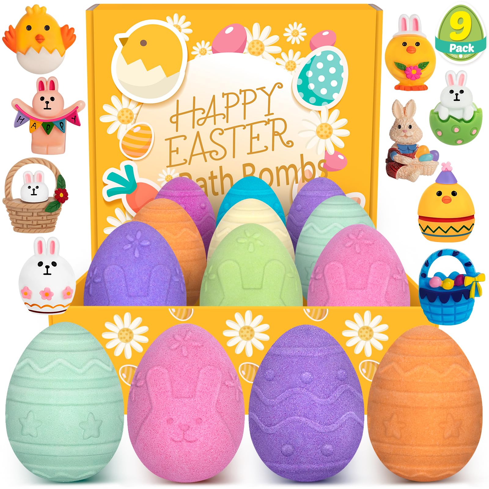 Duchong Easter bubble bath bombs show vibrant colors for kids bath time.