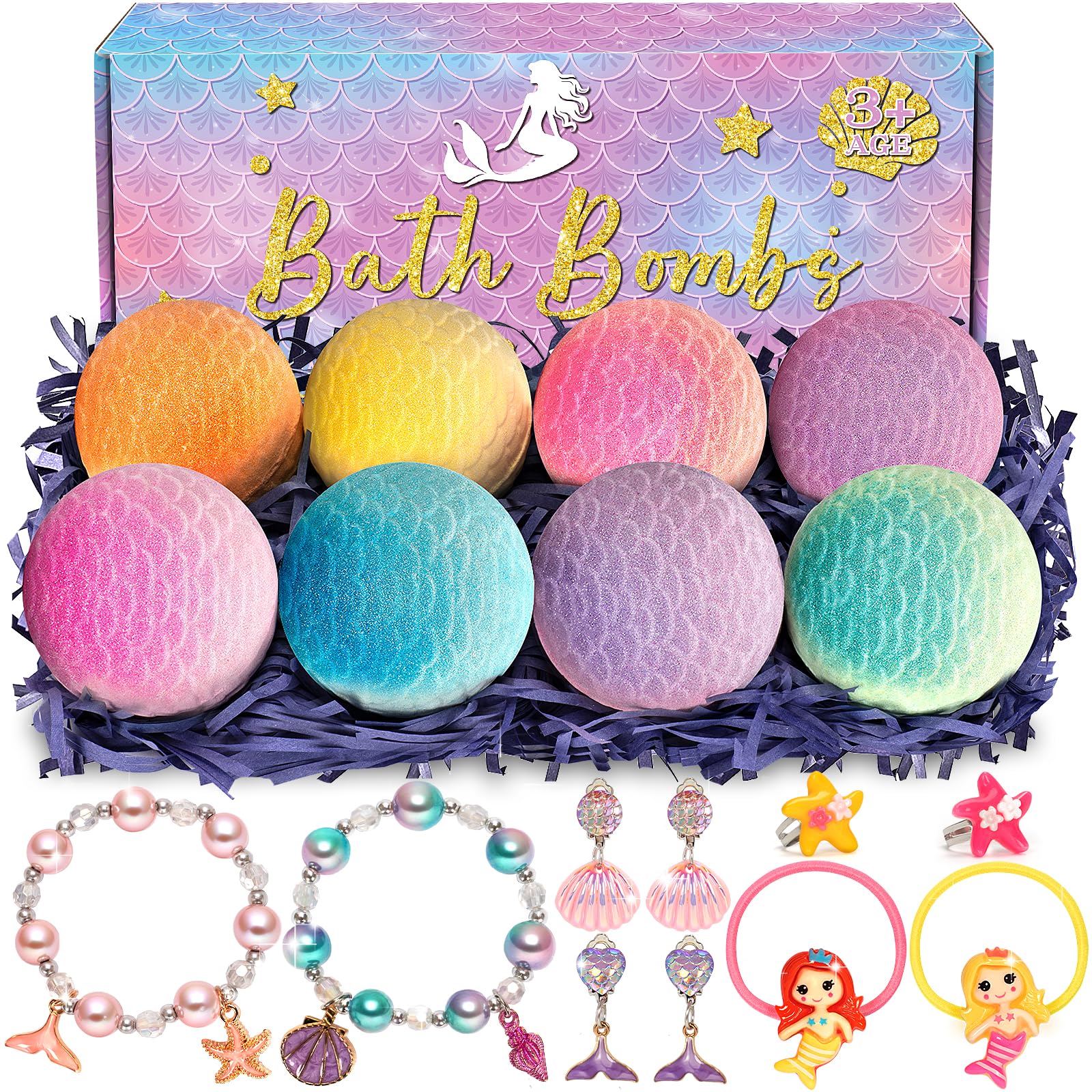 Duchong Mermaid bath bombs in gift box perfect for a playful kids' bath time gift.