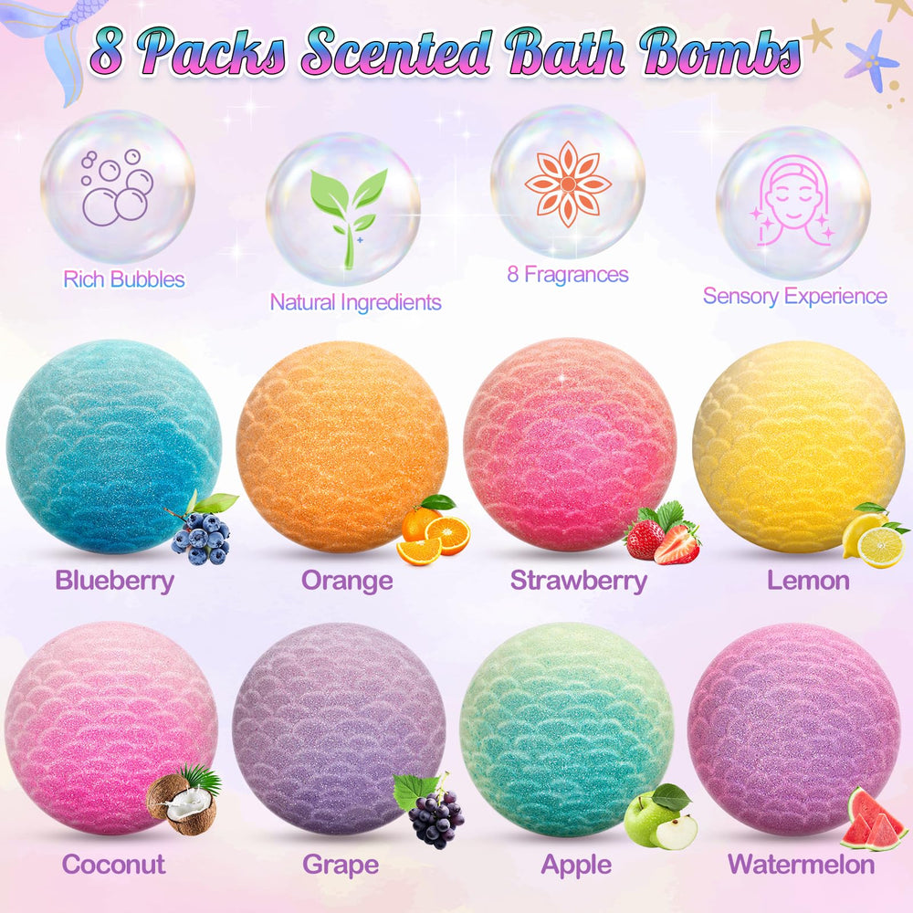 Duchong Mermaid bath bombs strawberry scent adds fun fragrance to bath time.