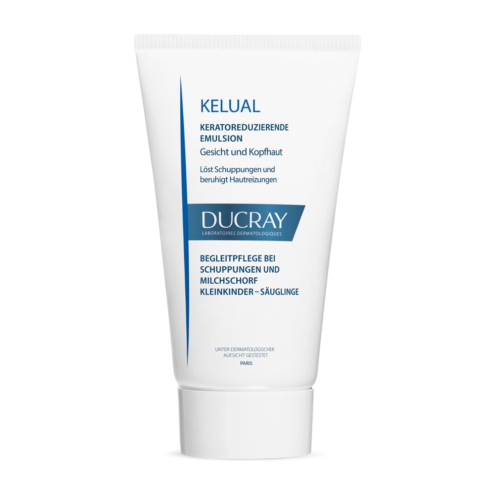 Ducray Kelual Emulsion bottle for gentle scalp care.