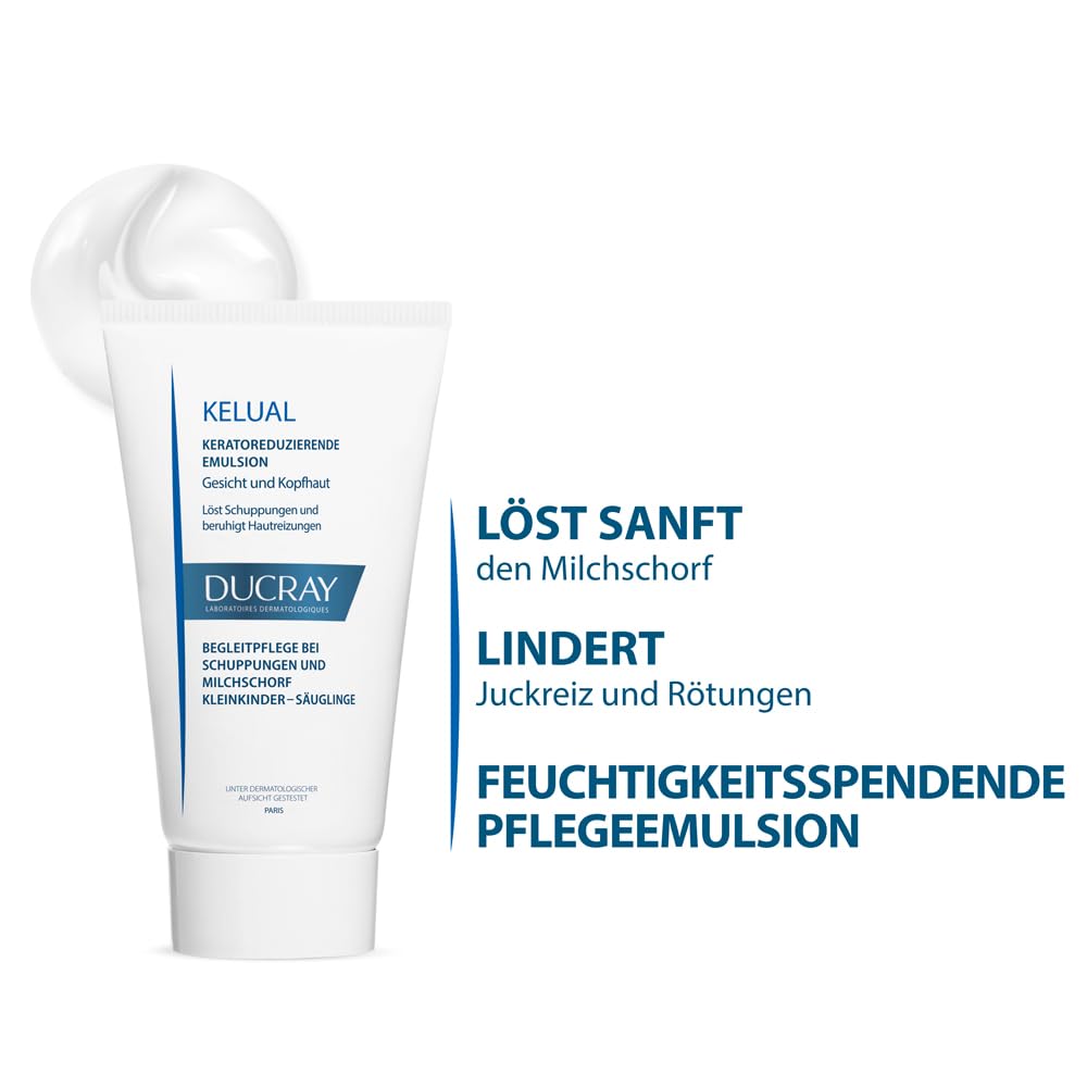 Ducray Kelual Emulsion texture close-up reveals lightweight hydration.