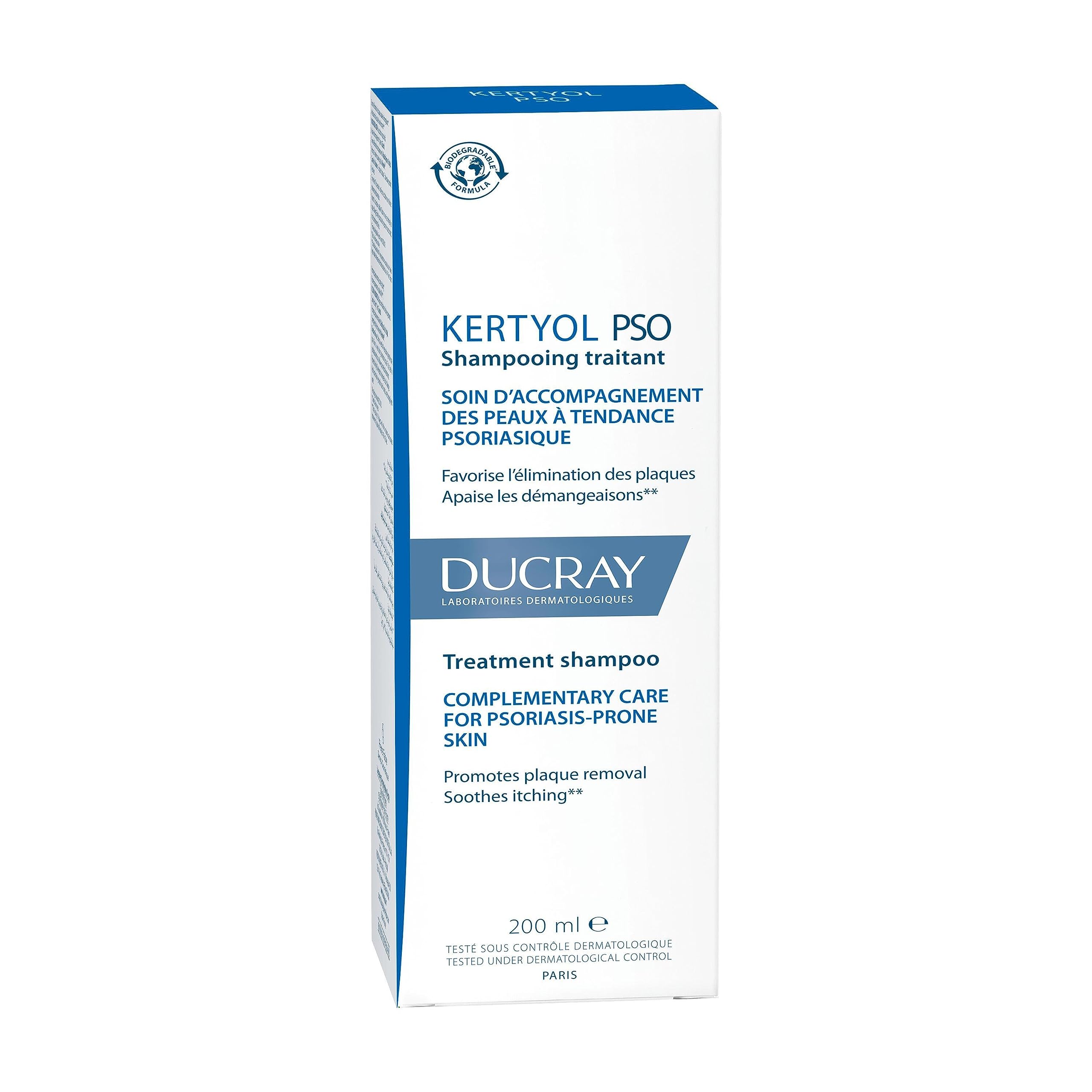 Close-up of creamy Ducray Kertyol PSO shampoo texture