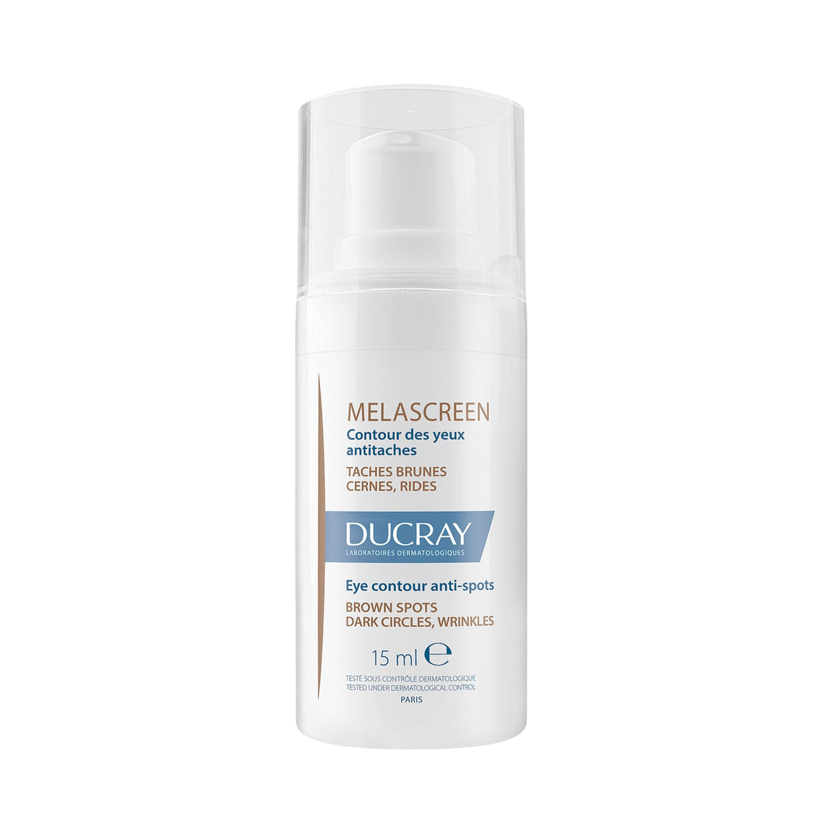 Ducray Melascreen Eye Contour application shows daily brightening and smoothing benefits.