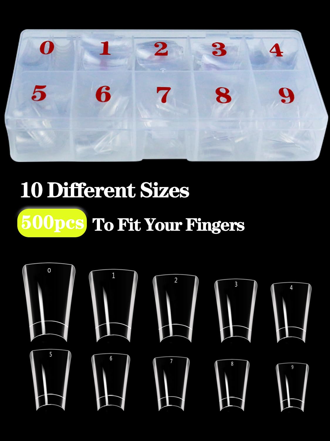 Dudjndjd pre-numbered 0-10 tips simplify size selection during DIY sessions.
