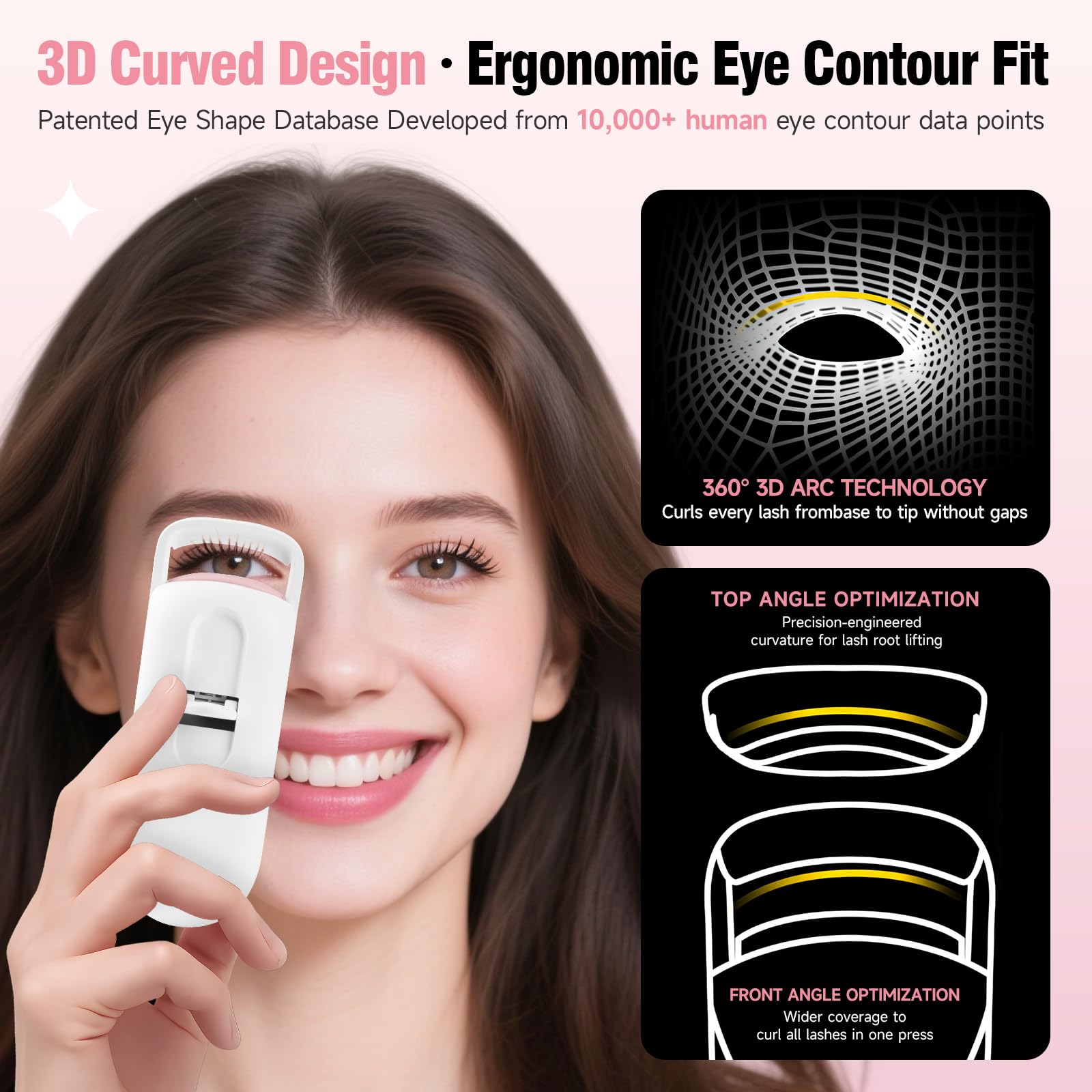 DUDUDU heated eyelash curler base lift with 3D curve design