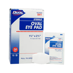 Dukal 841 Oval Eye Pads closeup, absorbent cotton pad protecting delicate eye skin.