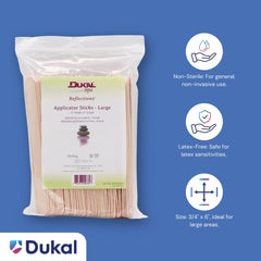 Dukal wooden applicator sticks with smooth grip for comfortable waxing.