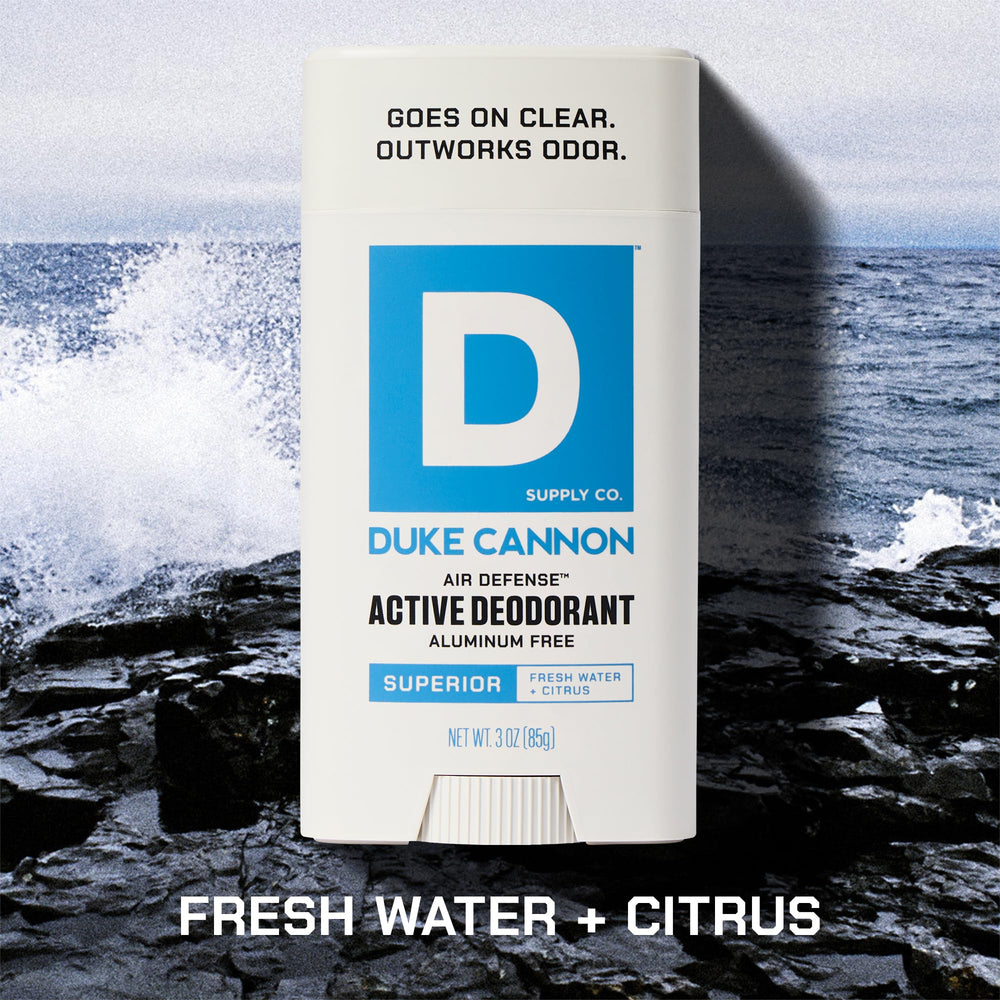 Smooth clear glide demonstrated on skin by Duke Cannon Air Defense.