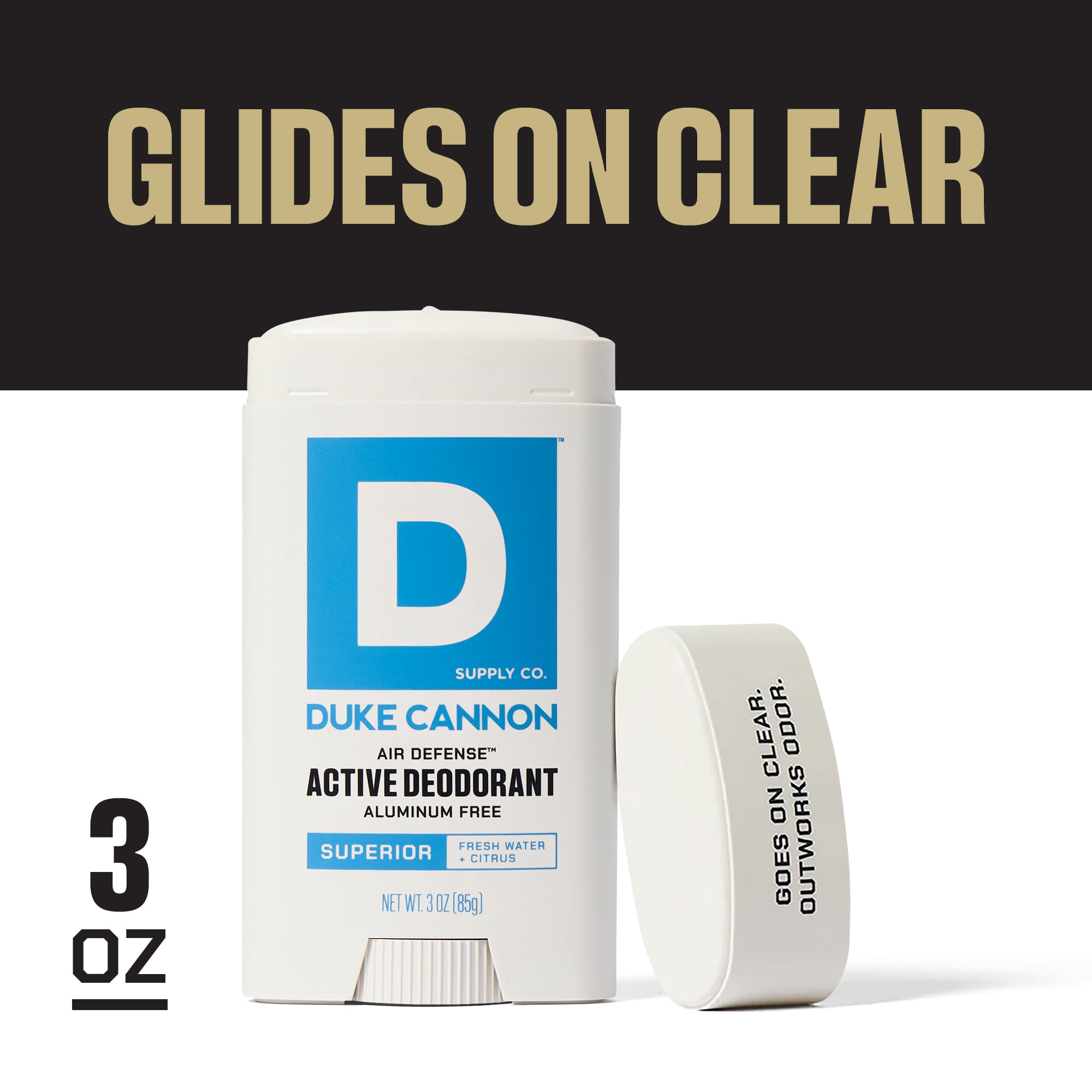 Duke Cannon Air Defense Fresh Water + Citrus label promotes daily invigoration.